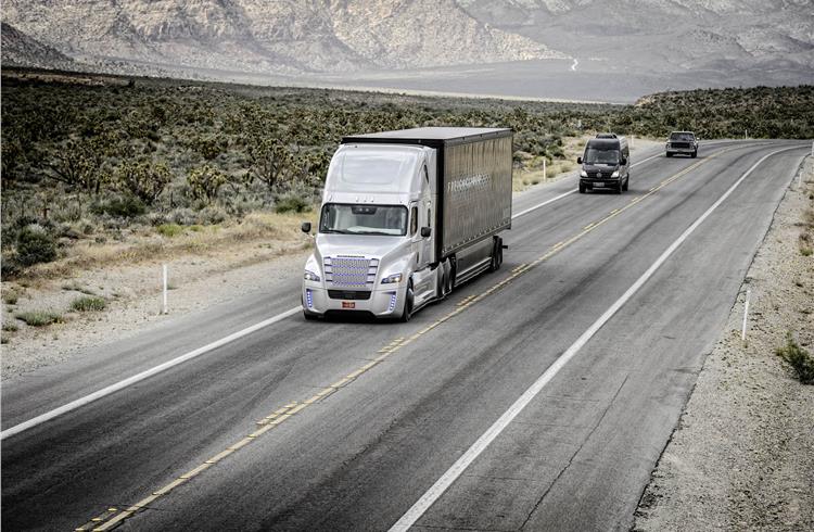 This truck follows cars in going driver-less