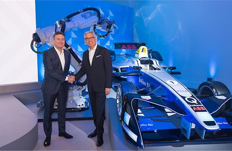 Ulrich Spiesshofer, CEO of ABB, and Alejandro Agag, founder and CEO of Formula E.