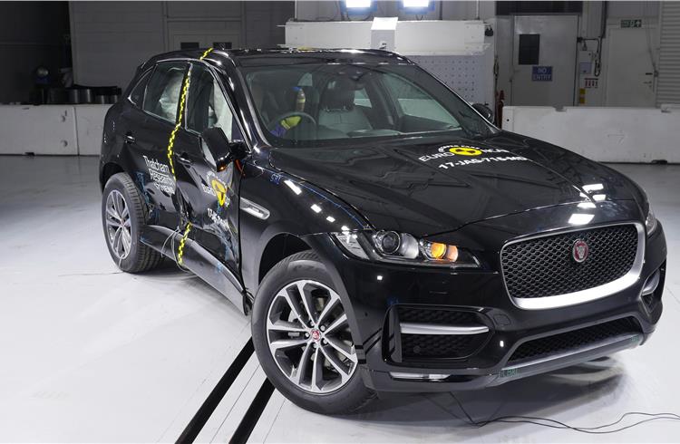 F-Pace underwent frontal offset, frontal full width, side, pole and pedestrian impacts as well as whiplash tests and AEB tests.