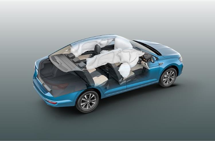 As variants of the Slavia sedan get six airbags as standard fitment. 