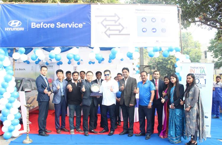 In the centre - SJ HA, director - sales and marketing, Hyundai Motor India at the inauguration of the ‘Before Service Camp’
