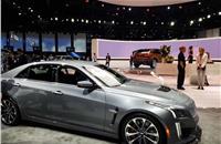 Cadillac's show stand had a few visitors, but it was hardly a scrum