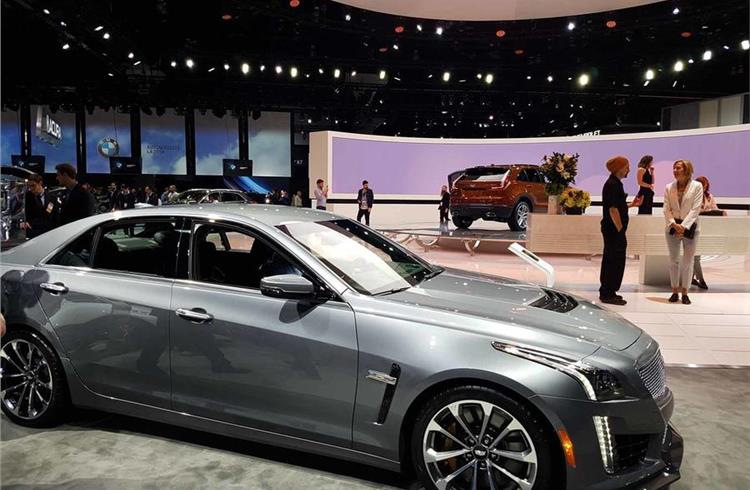 Cadillac's show stand had a few visitors, but it was hardly a scrum