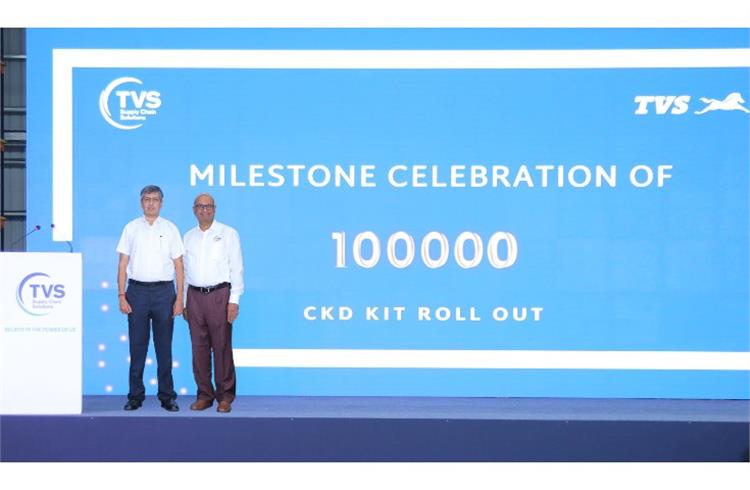  L-R: K N Radhakrishnan, Director and CEO, TVS Motor and Ravi Viswanathan, Managing Director, TVS Supply Chain Solutions.