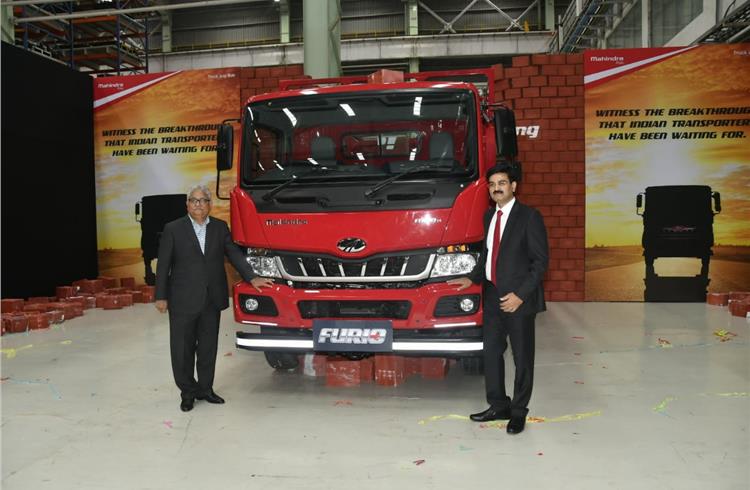 L-R: Rajan Wadhera, president of automotive sector, Mahindra & Mahindra with Vinod Sahay, CEO of Mahindra Truck and Bus at the unveiling of the Furio range of ICVs