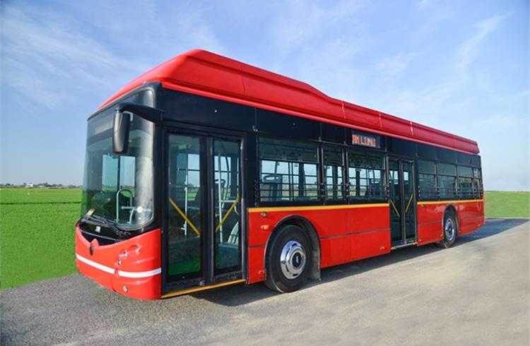 The 12-metre-long Eco-Life electric bus. JBM claims it can save around 1000 equivalent tons of carbon dioxide and 350,000 litres of diesel over 10 years of operation. 