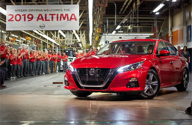 The first all-new Nissan Altima rolls off the assembly line at Nissan’s manufacturing facility on August 23, 2018 in Smyrna, Tenn. 