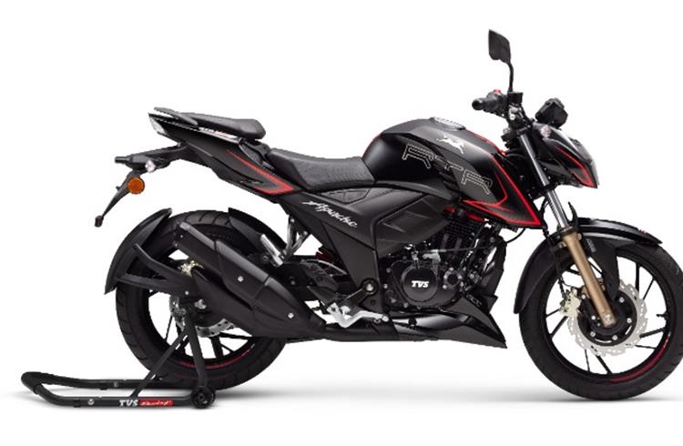 The TVS Apache RTR 200 4V - DC – is priced at Rs 124,000 and is said to be  be the only motorcycle in its class to offer dual-channel ABS with RLP (Rear wheel Lift-off Protection) control and RT-Slipper Clutch.