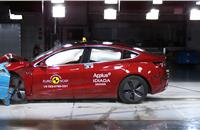 Tesla Model 3 had a perfect score in the frontal offset deformable barrier crash test. Frontal offset impact takes place at 64kph, 40% of the width of the car striking a deformable barrier.