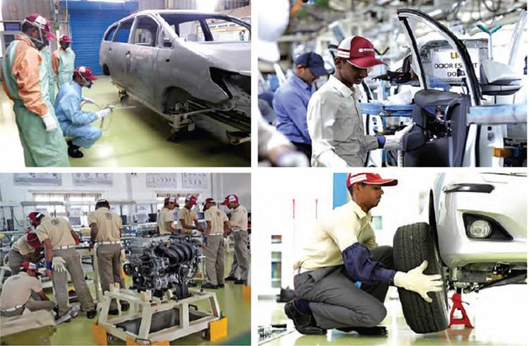 Toyota Kirloskar Motor has trained 573 students at TTTI. Students are trained intensively in technical aspects of the shopfloor.