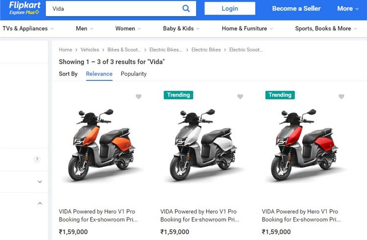 Vida V1 e-scooter now available on Flipkart