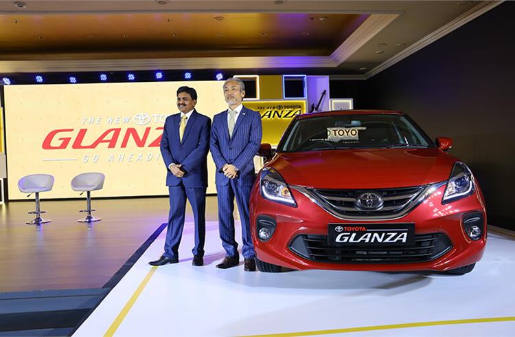 Toyota Kirloskar officials at the Glanza launch in June 2019