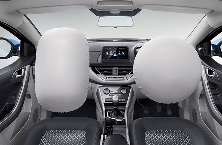 The Tata Nexon comes with driver and front passenger airbags as standard. 