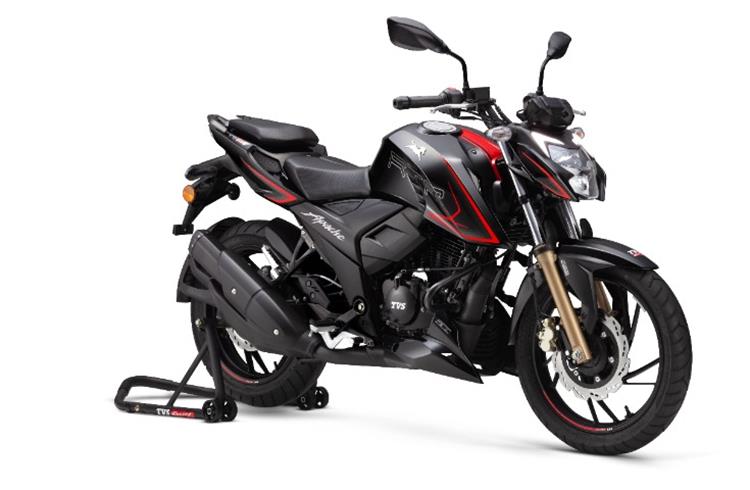 The TVS Apache RTR 200 4V - DC – is priced at Rs 124,000 and is said to be  be the only motorcycle in its class to offer dual-channel ABS with RLP (Rear wheel Lift-off Protection) control and RT-Slipper Clutch.