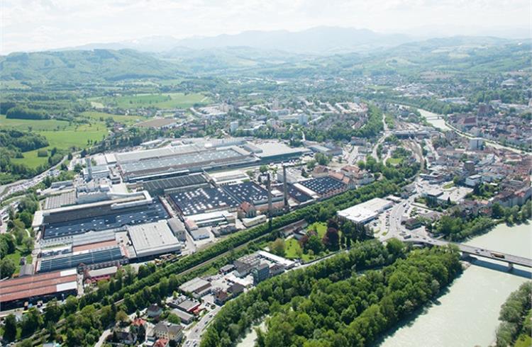 Aerial view of the Steyr Automotive plant in Austria.