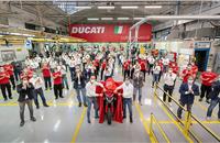 • The Ducati Multistrada V4 development team with the first production-ready motorcycle equipped with front and rear radar technology.