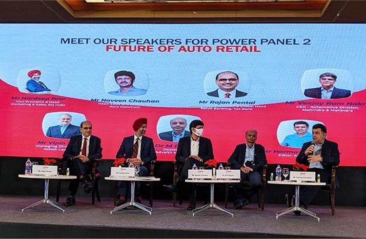 Debate on ‘Future of Auto Retail’. Kia India’s H Brar, Hero MotoCorp’s N Chauhan; Yes Bank’s R Pental, M&M's Veejay Nakra; Ashok Leyland’s V Sondhi & Advaith Motors’ Dr M P Shyam and Hormazd Sorabjee.