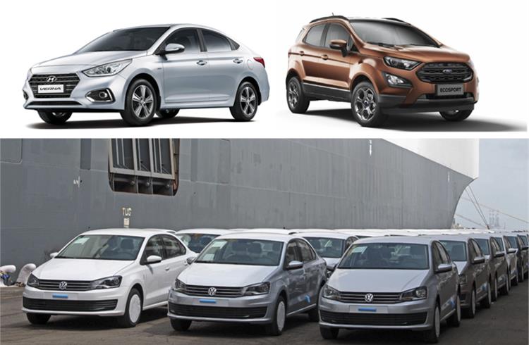 Hyundai India, with 103,300 units including 34,772 Vernas, is the leading PV exporter in H1 FY2020. Ford EcoSport, with 38,593 units, most exported car. VW India has shipped 37,908 cars, up 4.74%.