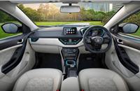 Nexon EV interior gets blue highlights – around the 7.0-inch digital instrument cluster and on the centre console. 