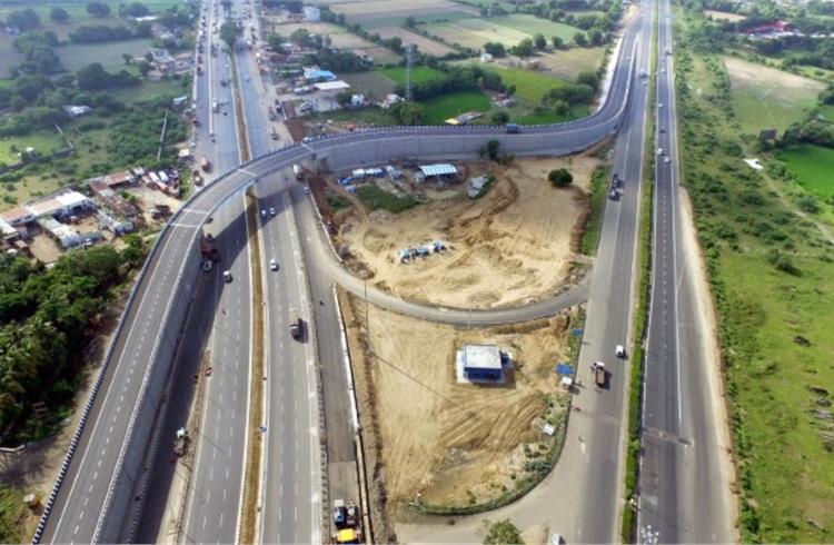 A part of this expressway is being built using steel slag