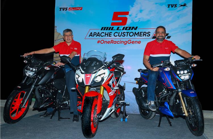 TVS Apache sells over 5 million units worldwide in 18 years since launch
