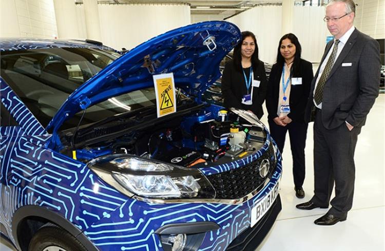 Tata Motors displayed its electric Nexon compact SUV at the NAIC opening.