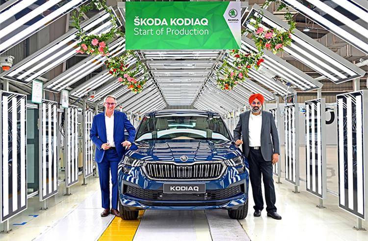 Gurpratap Boparai, MD, Skoda Auto Volkswagen India and Zac Hollis, Brand Director, Skoda Auto India with the new Kodiaq