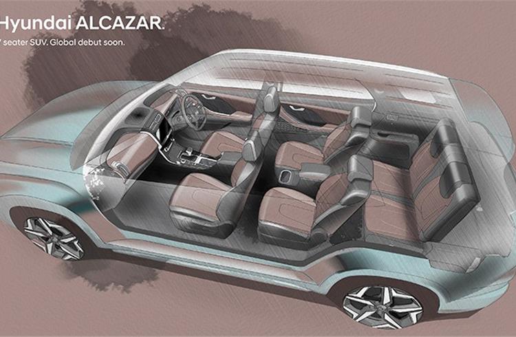 Creta-based Alcazar is a seven-seater with three rows of seats.