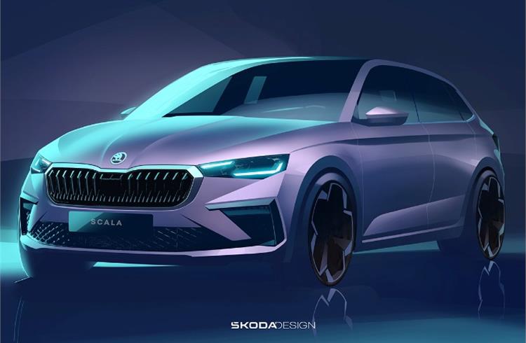 The Scala, like the Kamiq, now sports redesigned headlights, front and rear aprons and grille along with new alloy wheels and tailgate lettering. 


