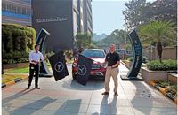 Martin Schwenk, MD and CEO, Mercedes- Benz India and Manu Saale flagging off a GLC media drive event last December.