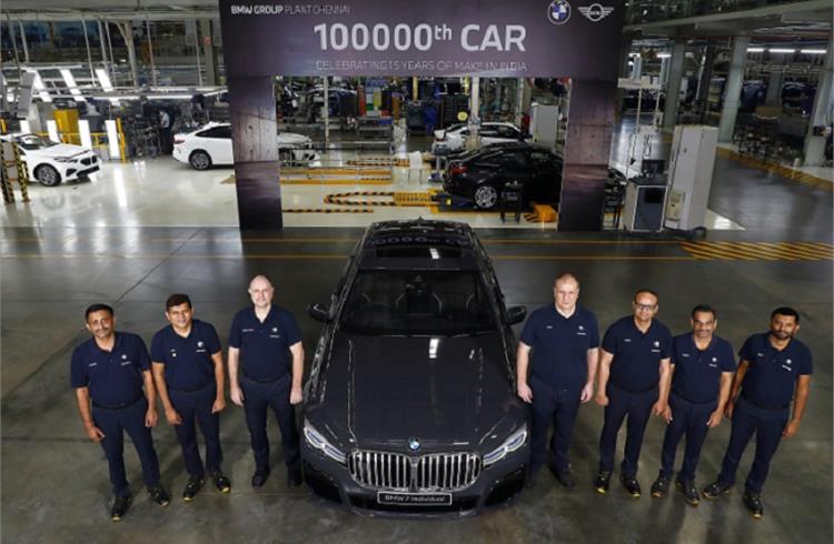 The BMW Individual 740Li M Sport Edition was the 100,000th car to roll out from the company's Chennai facility.
