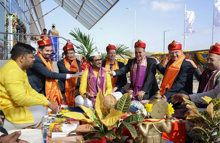 Traditional puja ceremony at the inauguration of the new Webasto plant in Pune.