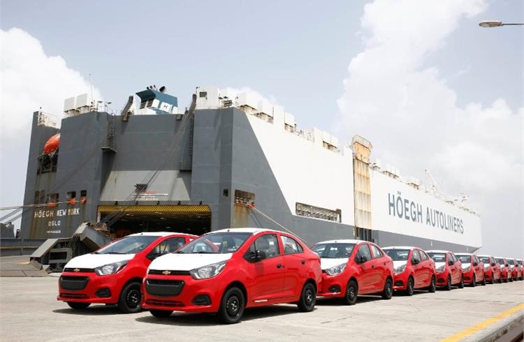 Exports of the made-in-Talegaon Chevolet Beat sedan began in 2017. In FY2018, exports were 83,140 units (17%), 77,330 units in FY2019 (-7) and 54,863 units in April-December 2019 (-3.85%).