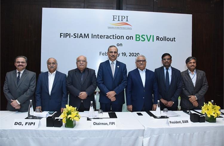 L-R: Dr Ramakumar SSV, Director (R&D), IOCL; Prabh Das, CEO & MD, HPCL-Mittal Energy; Dr RK Malhotra, Director General, FIPI; Sanjiv Singh, Chairman, FIPI and Chairman, IOCL; Rajan Wadhera, President, SIAM & President, Automotive Sector, Mahindra & Mahindra; Rajesh Menon, Director General, SIAM; and CV Raman, Senior ED (Engineering), Maruti Suzuki India.