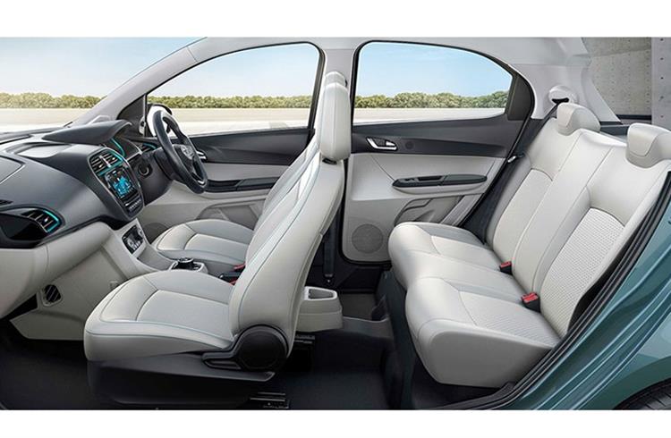 Tiago EV gets leatherette seats, fully automatic climate control as standard, projector headlamps and cruise control.