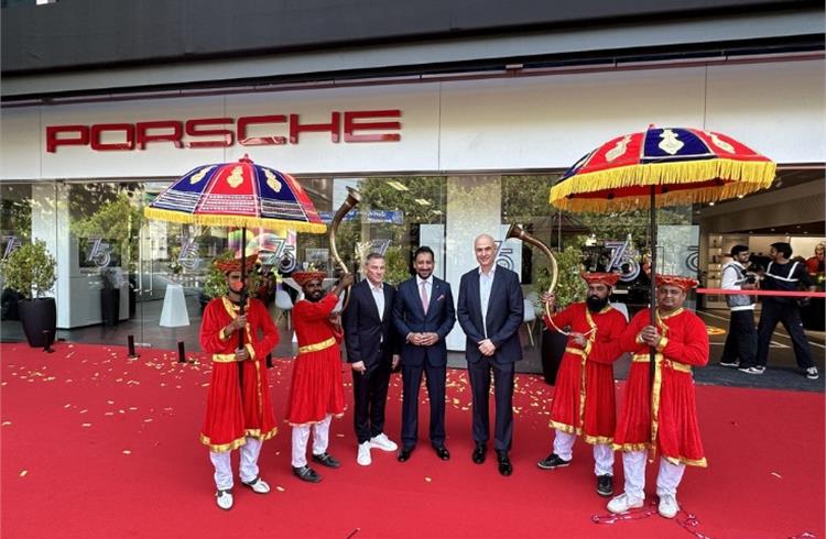 L-R: Manolito Vujicic, Brand Director, Porsche India. Arun Surendra, Dealer Principal, Porsche Centre Bengaluru and Dr. Manfred Bräunl, CEO, PME at the opening of the new Porsche showroom in Bengaluru.