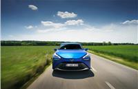 The increased efficiency of the fuel cell system, coupled with a 1 kg increase in hydrogen capacity gives the Mirai a certified range of 650 kilometres under normal driving conditions.
