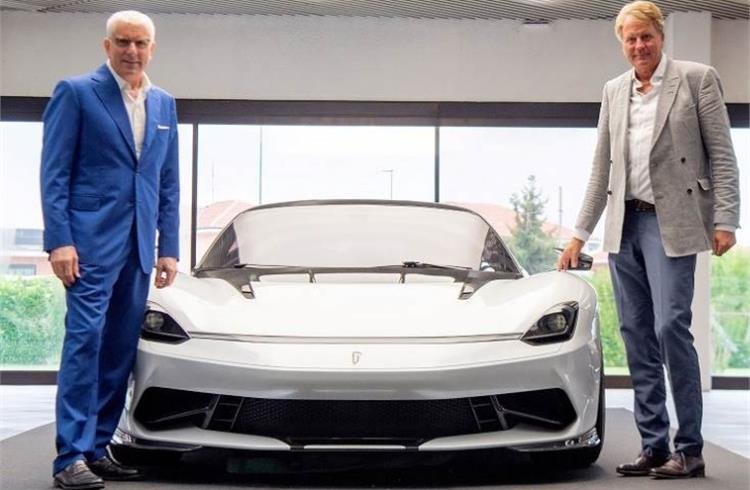  Silvio Pietro Angori, CEO, Pininfarina and Lars Carlstrom, co-founder, Britishvolt, at the signing ceremony at Pininfarina's office in Turin.