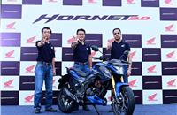L-R: Yuichiro Ishii, Director, Sales & Marketing, HMSI; Atsushi Ogata, MD, President and CEO,HMSI and Yadvinder Singh Guleria, Director – Sales & Marketing, HMSI at the launch of the all new Hornet 2.0.