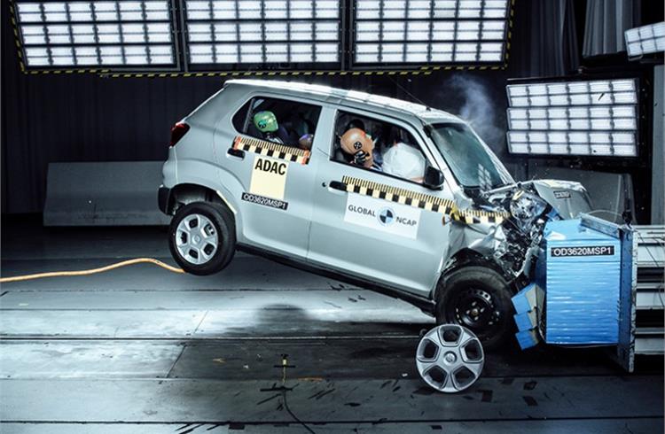 The S-Presso, which offers only a driver airbag as standard, got zero stars for adult occupant protection and two stars for child occupant protection.