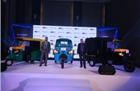 L-R:  Saju Nair, EVP and Head of CV Business, Piaggio Vehicles and Malind Kapur, senior vice-president, Marketing and Channel Development Piaggio Vehicles with the new 'Performance Range' vehicles.
