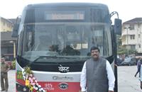 Anand Swaroop, COO, Olectra Greentech at the launch of Olectra-BYD electric ebus in Mumbai.