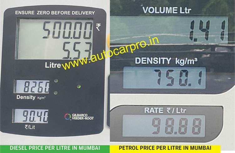 May 16: Fuel prices hit all-time highs in Mumbai – diesel at Rs 90.40 a litre and petrol at Rs 98.88 a litre