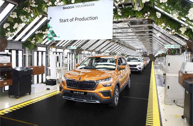 Skoda India began production of the Kushaq midsize SUV on June 7, 2021.