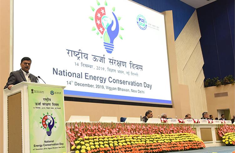 Minister of State for Power, New & Renewable Energy (Independent Charge) Raj Kumar Singh addresses the National Energy Conservation Day function organised by the Bureau of Energy Efficiency (BEE)