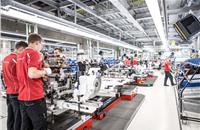 A look inside the axis assembly at Porsche's new factory for the all-electric Taycan.