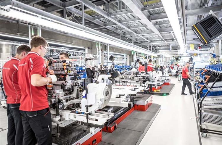 A look inside the axis assembly at Porsche's new factory for the all-electric Taycan.