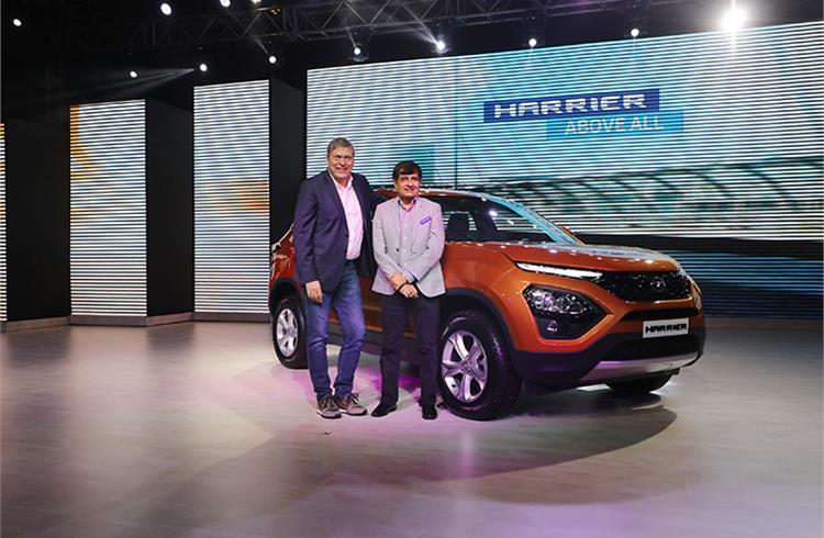 L-R: Guenter Butschek, CEO and managing director, Tata Motors and Mayank Pareek, president – Passenger Vehicle Business Unit, Tata Motors at the launch of the Tata Harrier in Mumbai.