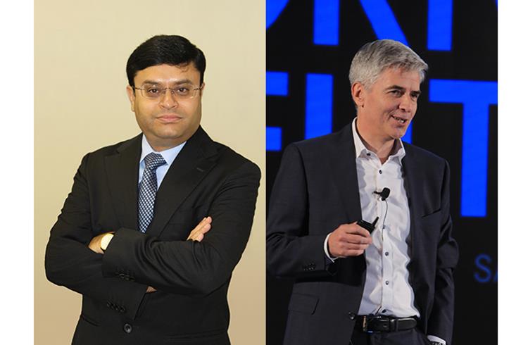 L-R: Satyakam Arya, managing director and CEO of Daimler India commercial vehicles (DICV) succeeds Erich Nesselhauf who will return to Daimler's headquarters in Germany