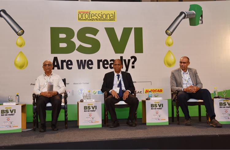 Session III: ‘Role of the oil and lube industry in BS VI’. L-R: Dr NK Bansal, director, FIPI; Dr YP Rao, CTO, Gulf Oil International Group; and Purshottam Panda, ED (Engineering), Maruti Suzuki India.
